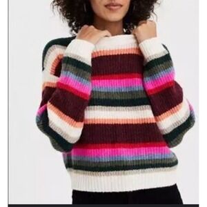 Striped Crew Sweater American Eagle Outfitters Colorful‎ Cozy Knit Pullover